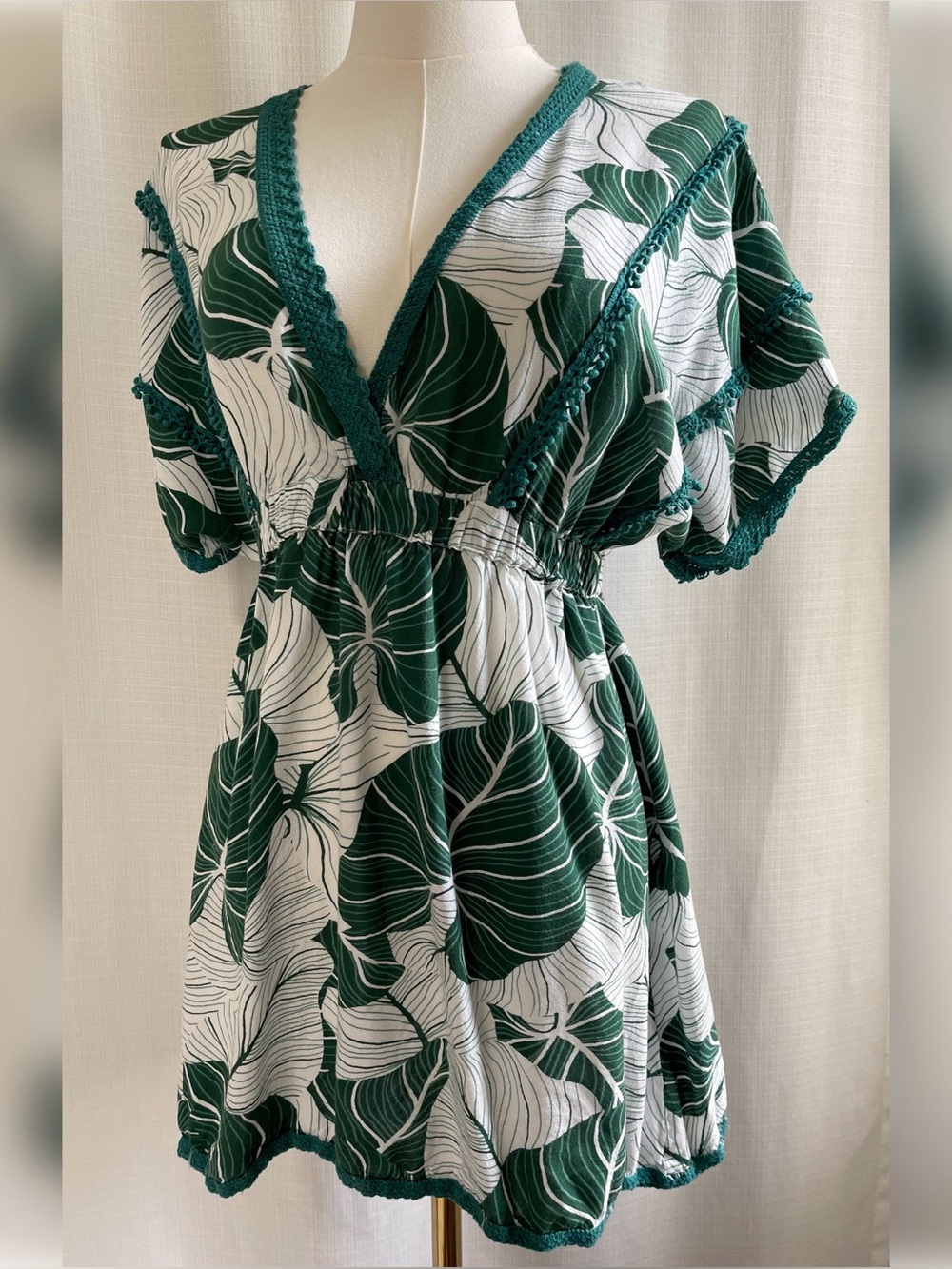 BOHO TROPICAL VACATION America & Beyond Palm Leaf Dress Medium M